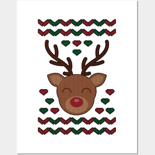 Reindeer Ugly Christmas Sweater Posters and Art